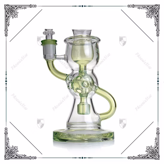 9.5 Inches Clear Borosilicate Glass Smoking Pipe Matrix Perc Recycler Hookah Hand Blown Pipes